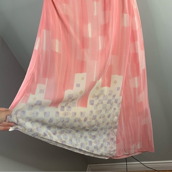 Anthropologie Maeve Avalonne Pink One Shoulder Asymmetric Silk Pink Mini Dress 8 - Picture 12 of 12